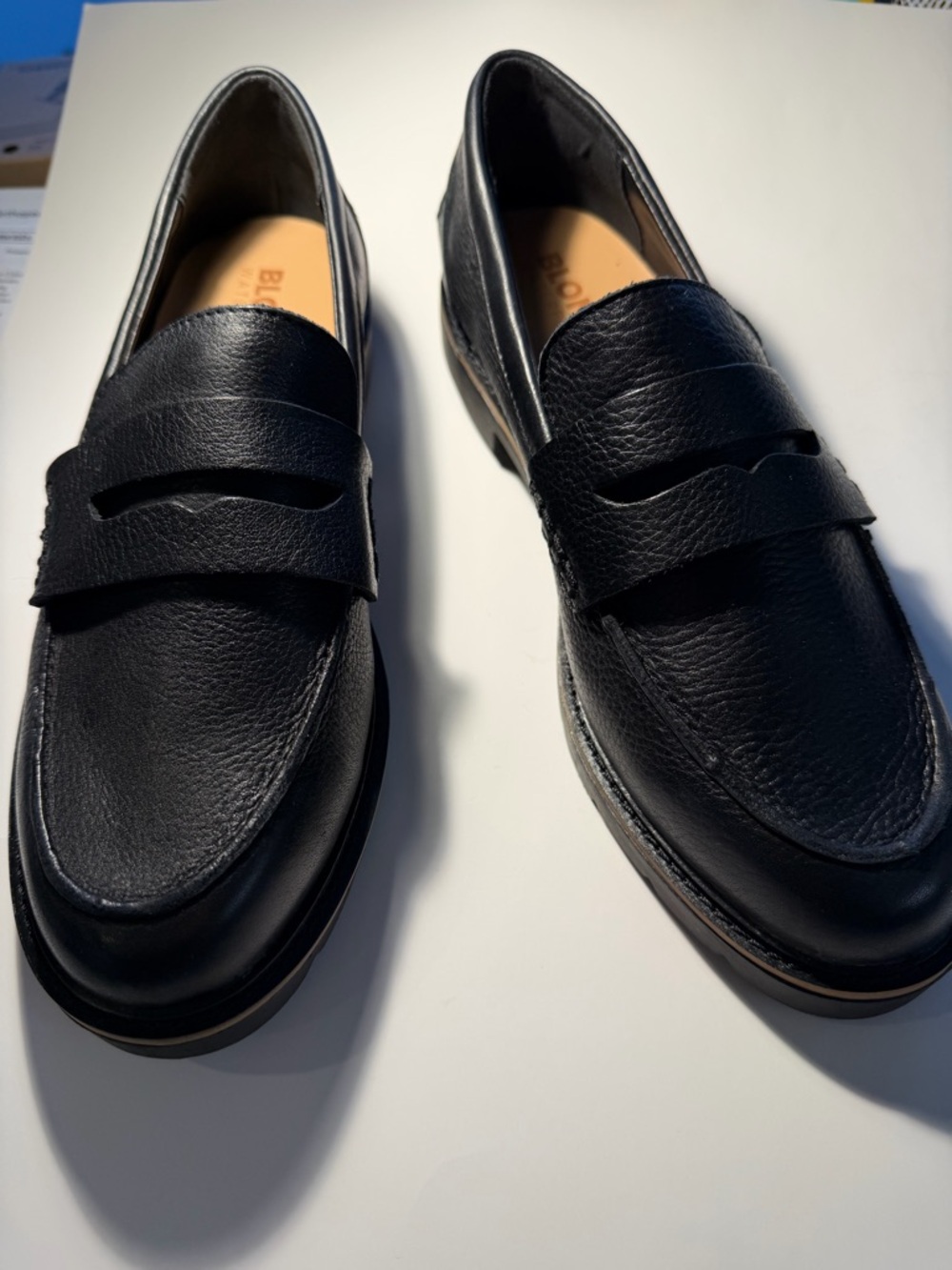 Blondo Black Leather Penny Loafers for Women